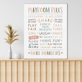 KEUSPI Playroom Rules Boho Neutral Colors Wall Decor Canvas Wall Art Painting Paints Picture For Home Kids Bedroom Playroom Nursery Homeschool,11x14Inch,Gifts for Kids Little Girls Boys