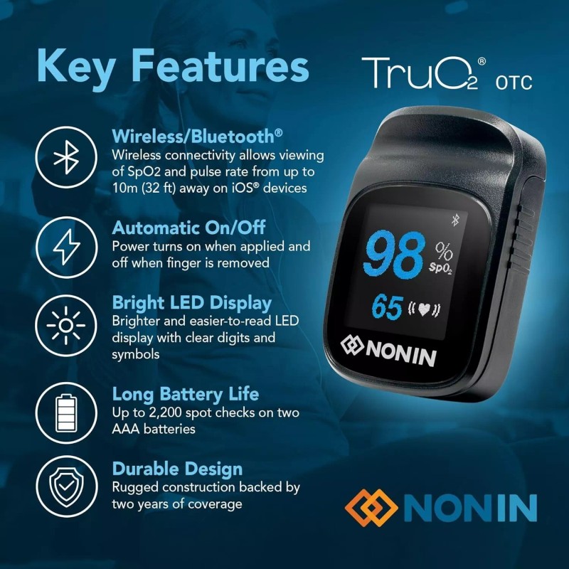 Nonin 02 SpO2 meter Model 3230 Bluetooth Smart Pulse Oximeter-