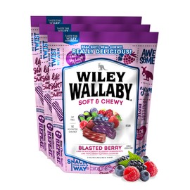 Wiley Wallaby Licorice 10 Ounce Classic Gourmet Soft & Chewy Australian Blasted Berry Candy Twists, 3 Pack