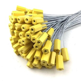 ZWL 11.8 inch 200 Pcs Steel Security Cable Wire Seals Truck Seals Anti Tamper Self Locking Trailer Seals Tags Shipping Seals (Yellow)