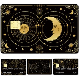 CREATCABIN 4Pcs Credit Card Skin Astrology Debit Card Sticker Sun Moon Phase Star Tarot Card Decal Waterproof PVC Bank Card Cover Skins Protecting Removable Scratchproof for Card Decoration 3.3x2.1in