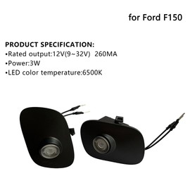 2Pcs Side Mirror Logo LED Welcome Lights Puddle Lamp Projector Door Light Floor Light Accessories Suitable for 2015 2016 2017 2018 2019 2020 2021 2022 2023 2024 2025 Ford Raptor F150 F250 F350