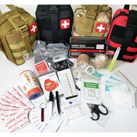 Kit IFAK de trauma con torniquete de combate | Sello de pecho ventilado | vendaje israelí | gasa comprimida | vendajes de control de sangrado for emergency, camping, hunting, hiking (Negro)