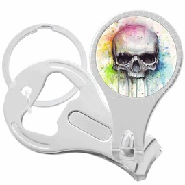 Rainbow Skeleton Skull Nail Clippers Plus Bottle Opener Keychain