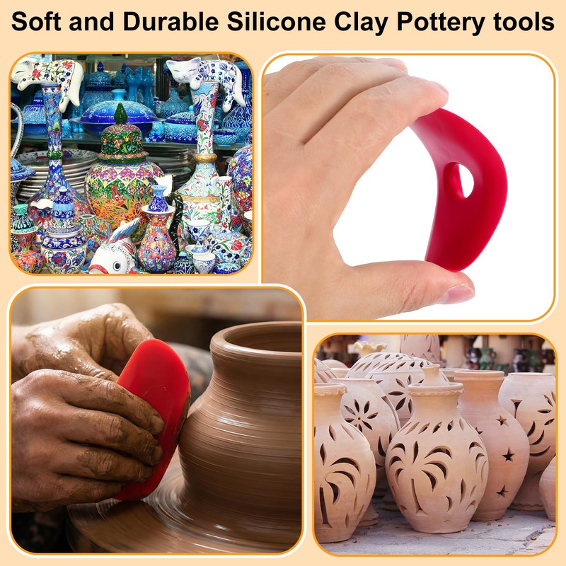 4 Pcs Soft Rubber Rib Clay Sculpting Tool for Pottery
