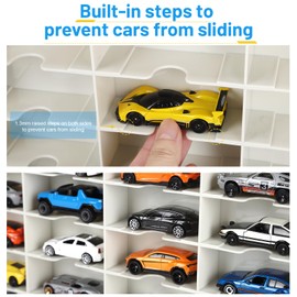 Saichotoy Hot Wheels Storage Case: Carrying Display Case for 1/64 Scale Toy Cars, 48-Slot Double-Sided Transparent Organizer with Built-in Steps Prevent Sliding & Adjustable Dividers