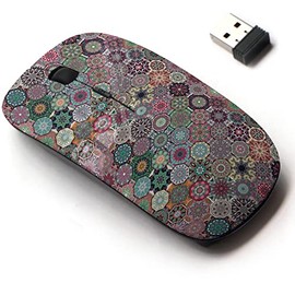 2.4G Wireless Mouse with Cute Pattern Design for All Laptops and Desktops with Nano Receiver - Colorful Vintage Floral