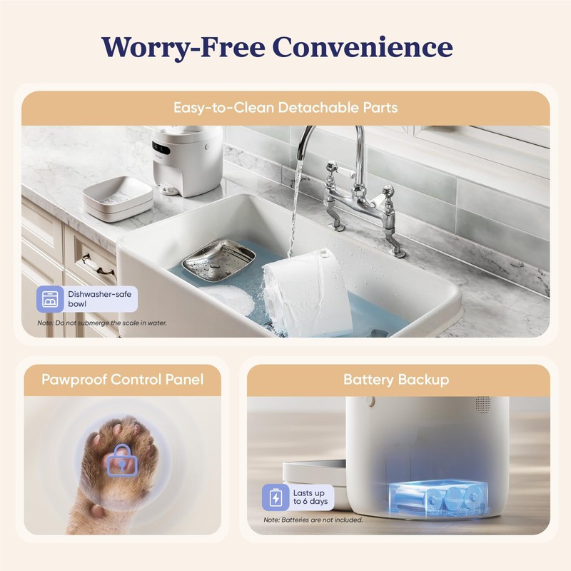 PAWSYNC Automatic Cat Feeder,WiFi Smart Scale Tracks Pet's Food Intake,