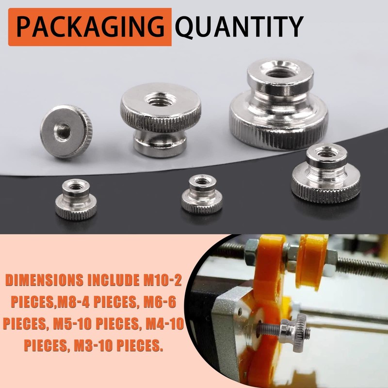 Tanstic 42Pcs Knurled Thumb Nuts, M3 M4 M5 M6 M8