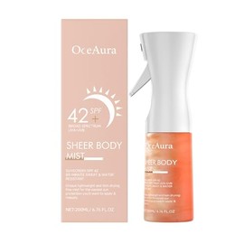 Sheer Body Mist Sunscreen SPF 42, Protective Sun Spray, Water Resistant, Non Sticky Transparent Sunscreen Spray, UVA & UVB Protection, Fast-Absorbing