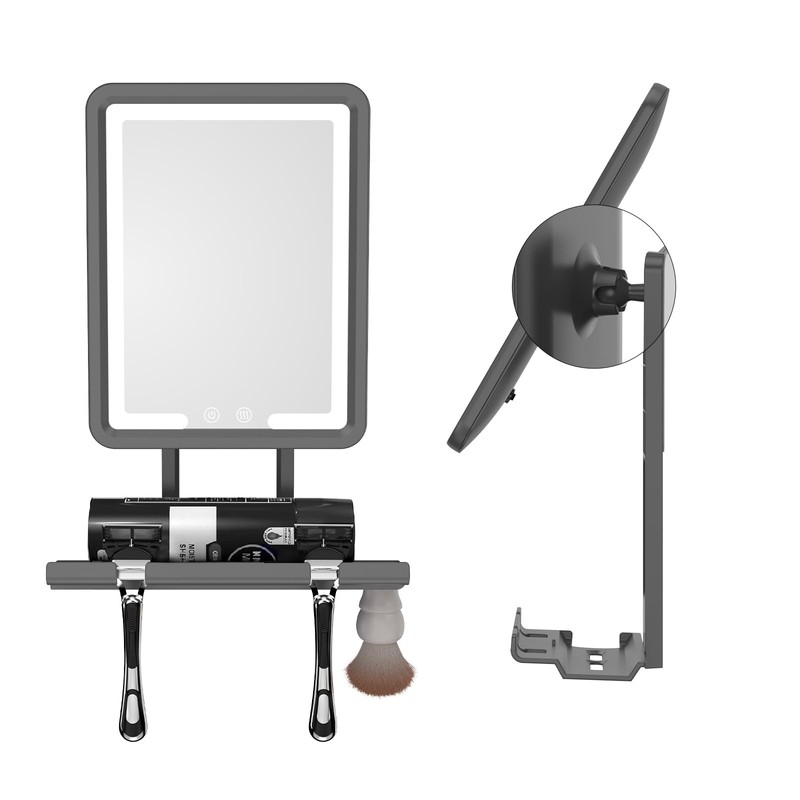 GURUN Heated Shower Mirror Fogless for Shaving, 360° Adjustable Shaving