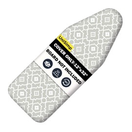 UniSimp Small Ironing Board Cover and Pad 12"x32" Small Iron Board Cover with Padding,Tabletop Mini Ironing Board Cover and Pad Small Size, Cotton Canvas, Heat Resistant, Drawstring Closure Geometric
