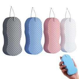 4 Pack Bath Sponge, Spa Scrub Dead Skin Remove, Double-Sided Ultra Soft Fiber Sponges Body Shower Scrubber Reusable Dead Skin Remover for Men Women Adults Kids Body Cleaning Supplies