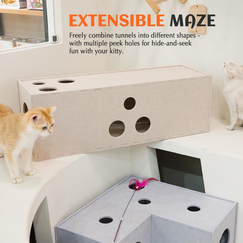 PETKARAY Cat Tunnel, Original Cat Hideaway Cave for Indoor Cats,