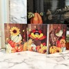 YUMBOR Fall Winter Wood Reversible Pumpkin Snowman Folding Screen Antique