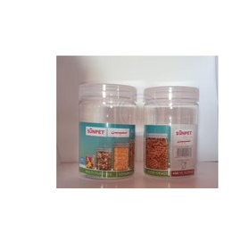 (Set of 4) Sunpet 450ml Alpine Jars with Spoon AJ0450 Plastic Storage Round Pet Jars with Airtight transparent Screw Top Lids Clear Storage Containers…