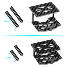 JGGZONE CNC Aluminum RC Car TRX4M Battery Tray ESC Receiver Mount Double Decker Carbon Fiber Battery Plate for 1/18 RC Crawler Car TRX4M Upgrade Parts