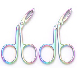 Motanar Multicolors Eyebrow Scissors Tweezers, Scissors Handle Shaped Eyebrow Straight Tip Tweezers Clip, Flat Tip Tweezers Hair Plucker, Straight Tip Hairgripping Eyebrow (2 Pack Multicolor)