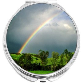 NewCharms Rainbow Compact with Mirrors - Perfect Pocket and Purse Size Folding Mirror for Applying Make Up Anywhere