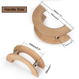 Rzeloyde Solid Wood Barn Door Pull Handle, Moon-Shaped Commercial Handle for ​Sauna/Glass Door, Hotel & Front Doors Large Modern Pull (Diameter 200mm/7.87'')