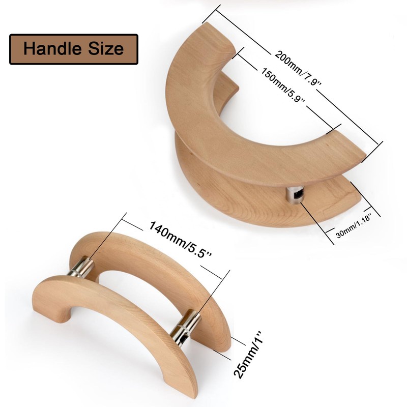 Rzeloyde Solid Wood Barn Door Pull Handle, Moon-Shaped Commercial Handle