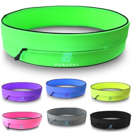 PURSUAL Running Belt with Money & Phone Pouch - Sweatproof Running Phone Holder with Large Capacity - Running Waist Pouch for Men & Women - Perfect Phone Holder for Running & Outdoor Activities