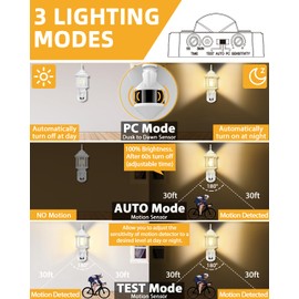 Redluck Motion Sensor Outdoor Lights, 2 Pack 16 inch Dusk to Dawn Outside Porch Lights, Waterproof Anti-Rust Aluminum Outdoor Wall Lights Exterior Lighting Fixtures for House, Garage, Front Door