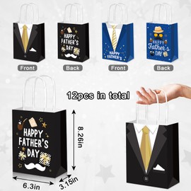 Blinket Father's Day Gift Bags Father's Day Paper Bag with Handle Best Dad Gift Wrap Bags for Dad Papa Grandpa Father's Day Birthday Party Supplies Decor Favor Fathers Day Paper Bag Style A