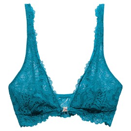 Savage X Fenty, Women's, Romantic Corded Lace Front-Closure Bralette, Laidback Blue, L