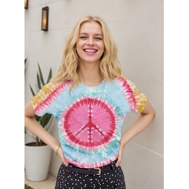 Women Hippie Shirt 60s 70s Tie Dye Hippie Costume T-Shirt Peace Love Tshirt Vintage Graphic Tee Tops