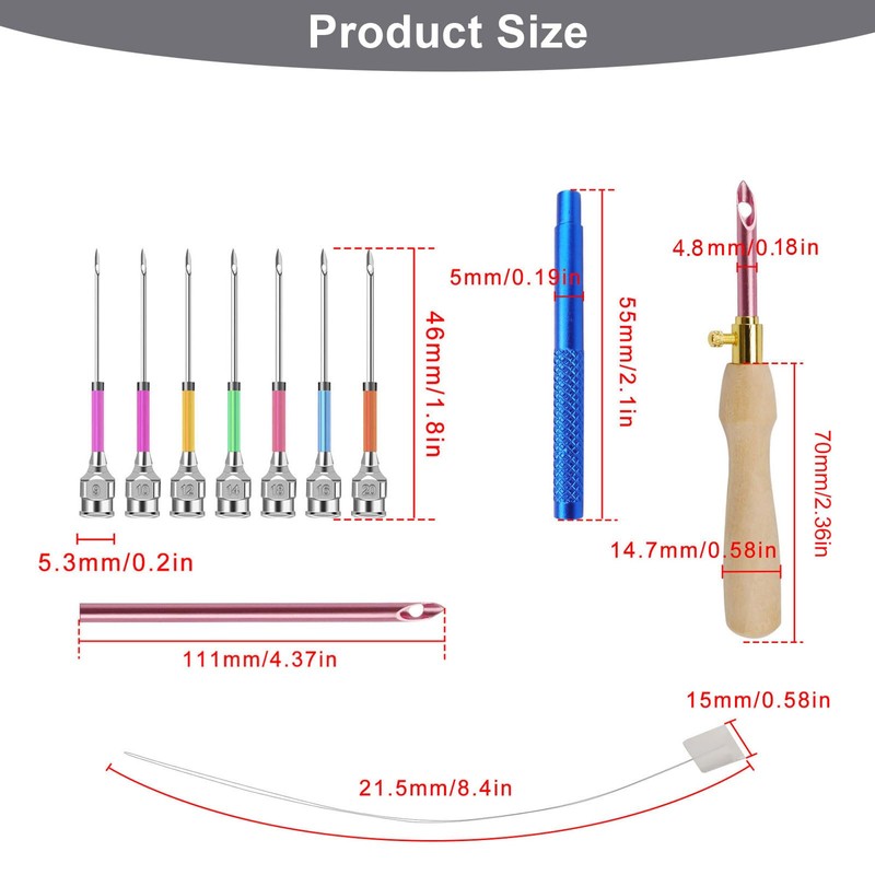0XBIT Punch Needle Set, Adjustable Punch Needle, 7 Sizes Punch