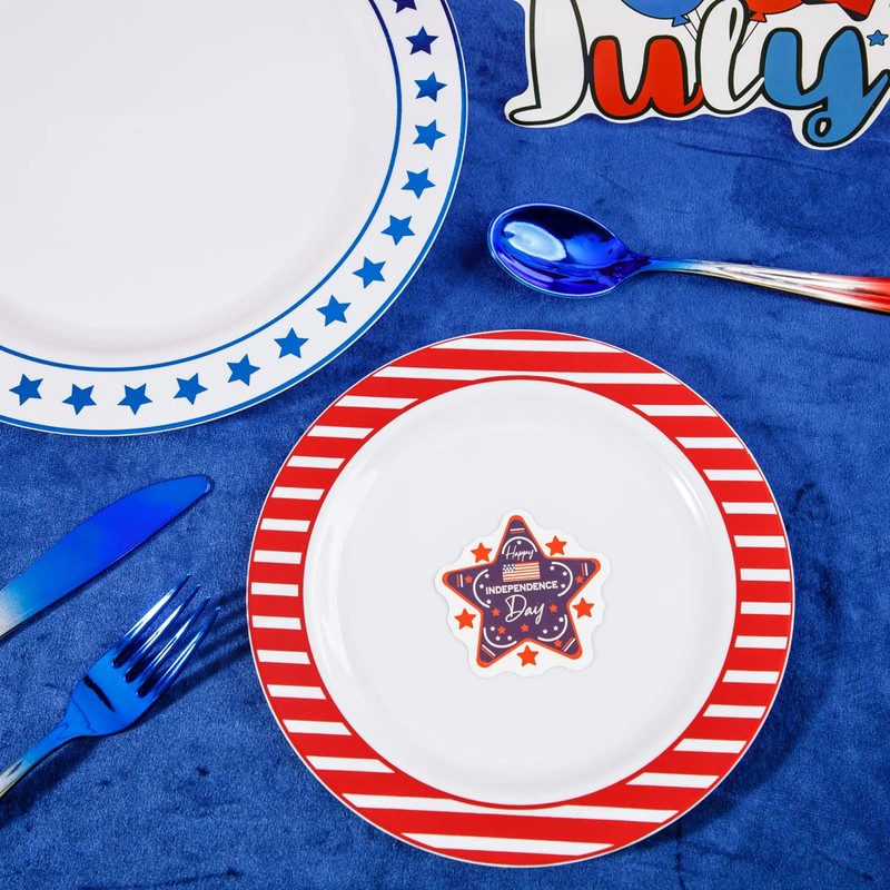 THALIA 180pcs 4th of July Plastic Plates - Red White
