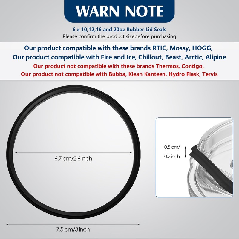 Patelai 6 Pieces 30 oz Replacement Rubber Lid Seals Compatible