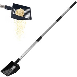 KeFanta Cat Litter Scoop, 41in Metal Kitty Poop Scooper, Heavy Duty Stainless Steel Sifting Shovel with Long Handle for Chicken Coop