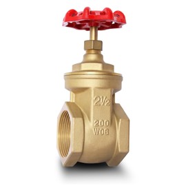 2-1/2" NPT Brass Gate Valve, Heavy Duty Female x Female Thread Rotary Sluice Valve, Manual Rotary Sluice Valve with Wheel Handle for Water Oil Gas (2-1/2", DN65)