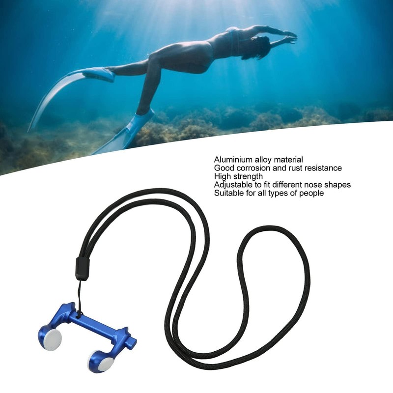 HERCHR Adjustable Swimming Nose Clip with Lanyard, Non Slip Split