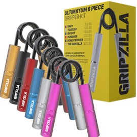 GRIPZILLA Grip Strength Trainer , Hand Gripper Strengthener Workout Kit,Metal No Slip Heavy Duty Hand Strengthening Device, Forearm Exerciser and Wrist Strengthener (6Pack,50-300lb,Pink,Silver,Blue,Red,Yellow,Black, 50-300lb)