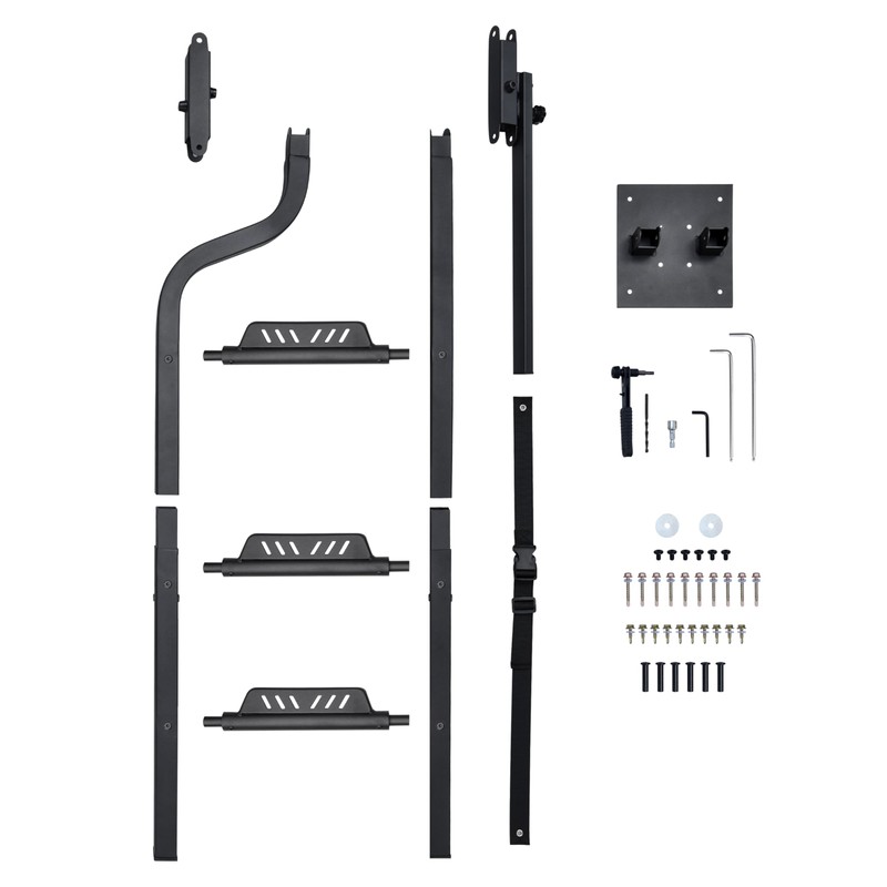 POKIAUTO 42" Aluminum Universal Pickup Truck Tailgate Ladder with Handrail,