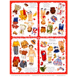 Four Cute 50s PD Valentines- Shown as a group..But Are Single Cards-#0549-V