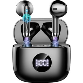 Headphones Wireless Bluetooth 5.4, Bluetooth Headphones In-Ear HiFi Stereo, IP7 Waterproof Wireless Headphones, 4 ENC Noise Cancelling Mic, 40H Immersive Deep Bass Earbud, Digital LED Display