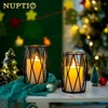 Nuptio Black Pillar Candle Holders - 8 Pcs Glass Candles