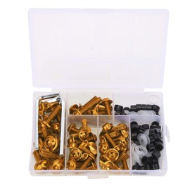 Yuecoom 158 Pieces/Set Universal Fairing Screw Sealing Wrench Kit, Universal ABS Aluminium Fairing Screw Kit for Motorcycles (Gold)