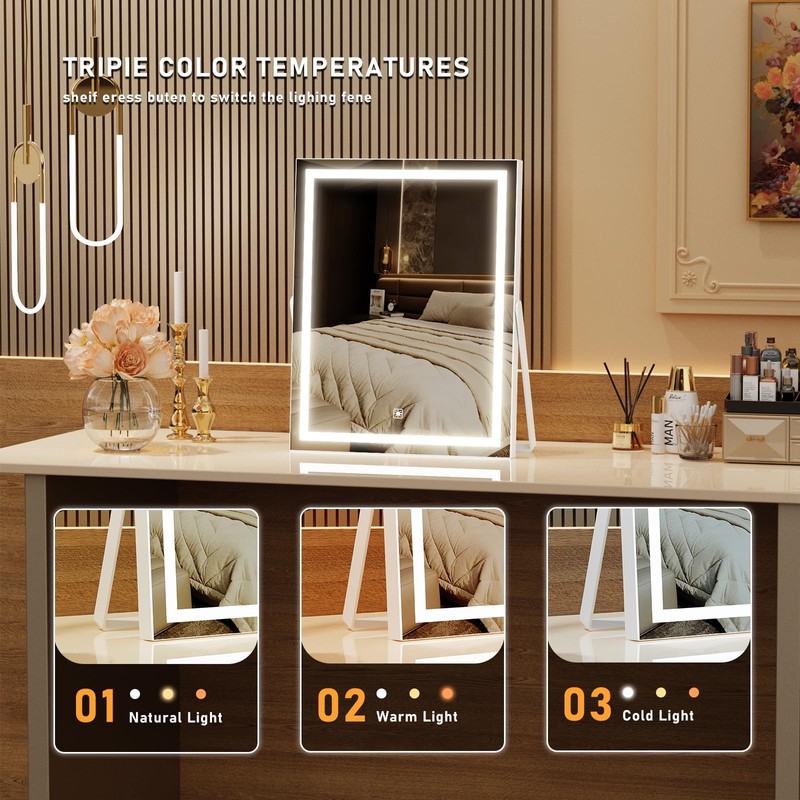 Gvnkvn Vanity Mirror with Lights, 11"× 14" LED Makeup Mirror,