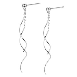 ASH'S CHOICE Silver Tassel Earrings for Women, All Body Solid Sterling Silver 925 Earrings Stud Earrings, Long Tassel Wave Earrings, Hypoallergenic Jewellery Earrings Drop Hanging, 1