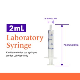 PEKYBIO 20 PCS 2 ml Plastic Syringe with Measurement, Slip Tip and No Rubber Plunger Small Syringe for for Scientific Lab, Refilling, Measuring Liquids, Oil or Glue Applicator