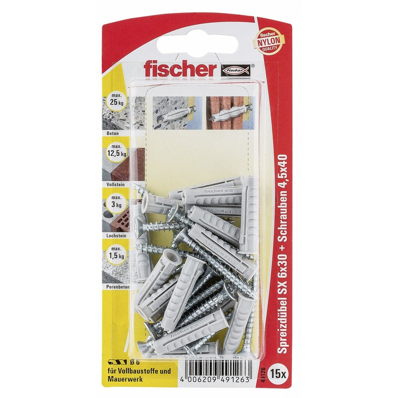 Fischer 49126 6 x 30 mm SX SK Wall Plug