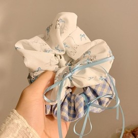 PLwelth 3Pcs Bow Scrunchies for Women Girls Cute Elastic Hair Ties Long Ribbon Hair Scrunchy for Thin Thick Curly Hair Ponytail Holder French Fashion Hair Bands Accessories for Daily Party Decoration