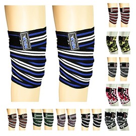 New Weightlifting Knee Wraps for Gym Fitness Training Support Bandages Knee Straps for Squats (Black/Blue/White)