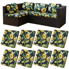 8Pcs Stretch Patio Cushion Covers,Outdoor Couch Covers Replacement,Outdoor Couch & Sofa Slipcovers,for Patio Furniture Cushion Covers,Washable Reusable Furniture Protector(Sunflower,Cover Only)