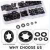 Glarks 326pcs 65Mn-Steel Internal Tooth Star Lock Washers Assortment Kit